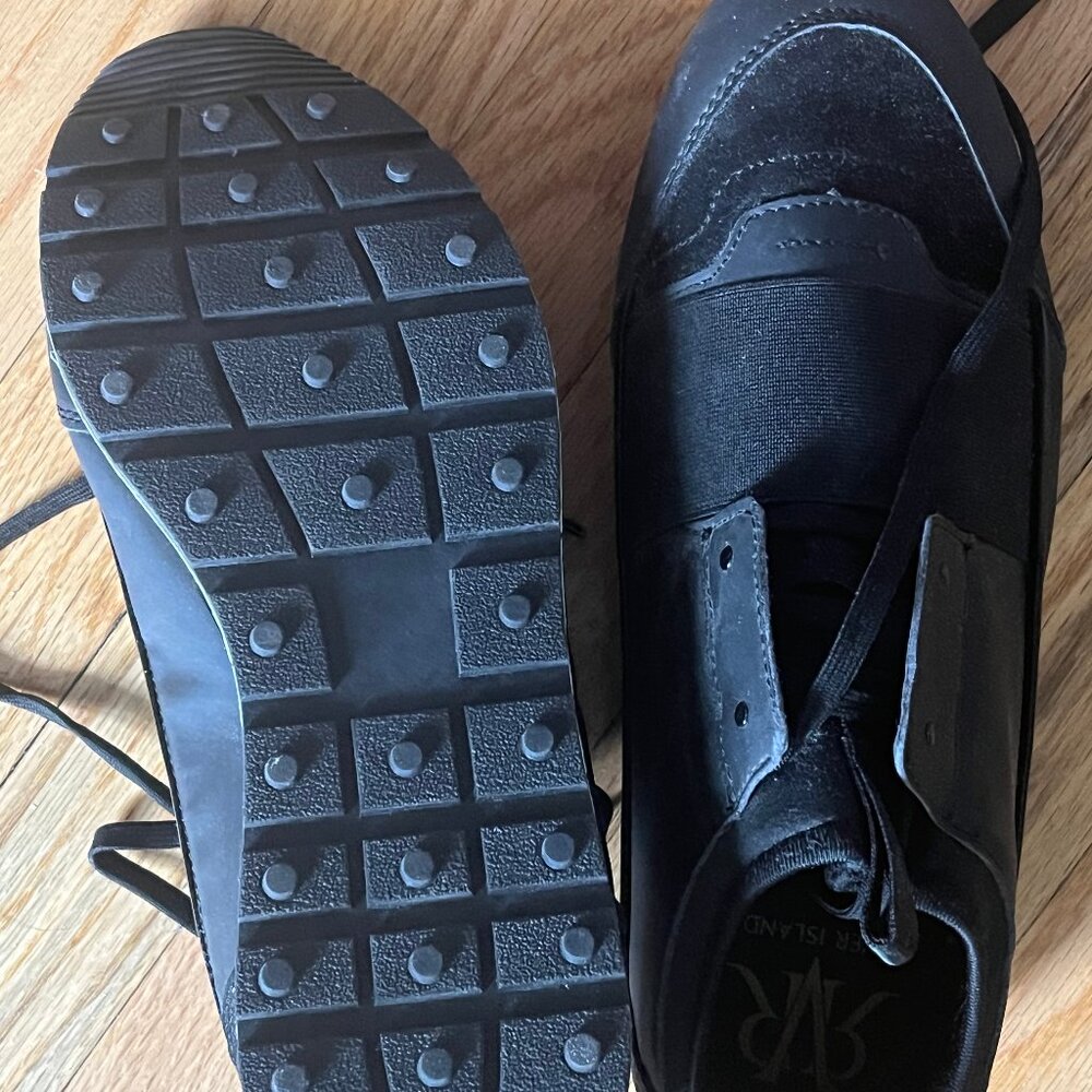 River Island Pull On Lace Up Runner Trainers/ sneakers Black size UK 8